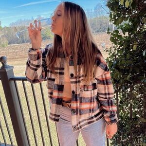 Amazon Plaid Jacket - Navy, White, Orange